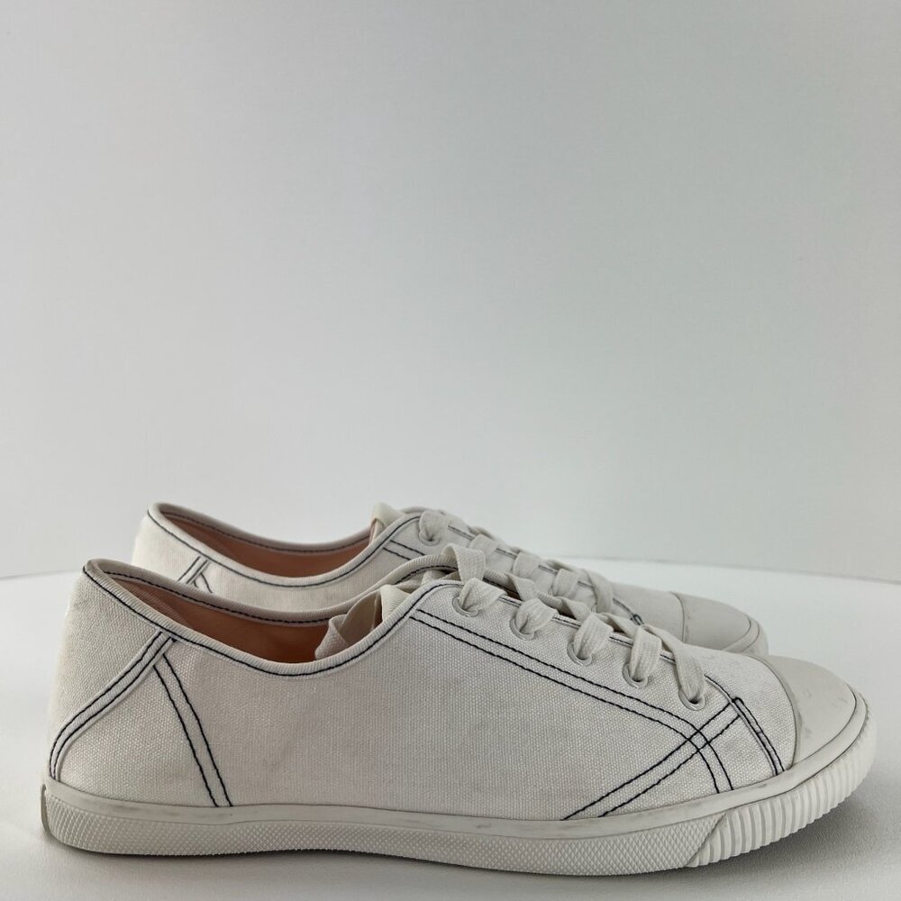 Kate Spade Tommi Tennison Canvas Sneakers Womens 10 B Low Top Lace Up Flat White - Picture 2 of 14